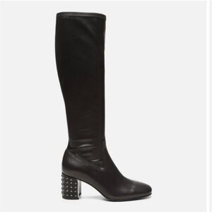 NEW Donald J Pliner Cassidy Knee-High Studded Black Stretch Boots